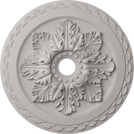 Ekena Millwork Bordeaux Deluxe Ceiling Medallion (Fits Canopies up to 4"), 23 5/8"OD x 3"ID x 2"P, Ultra Pure White CM23BOUWF